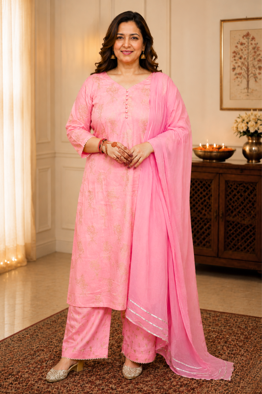 Peach A-Line Co-ord Suit Set