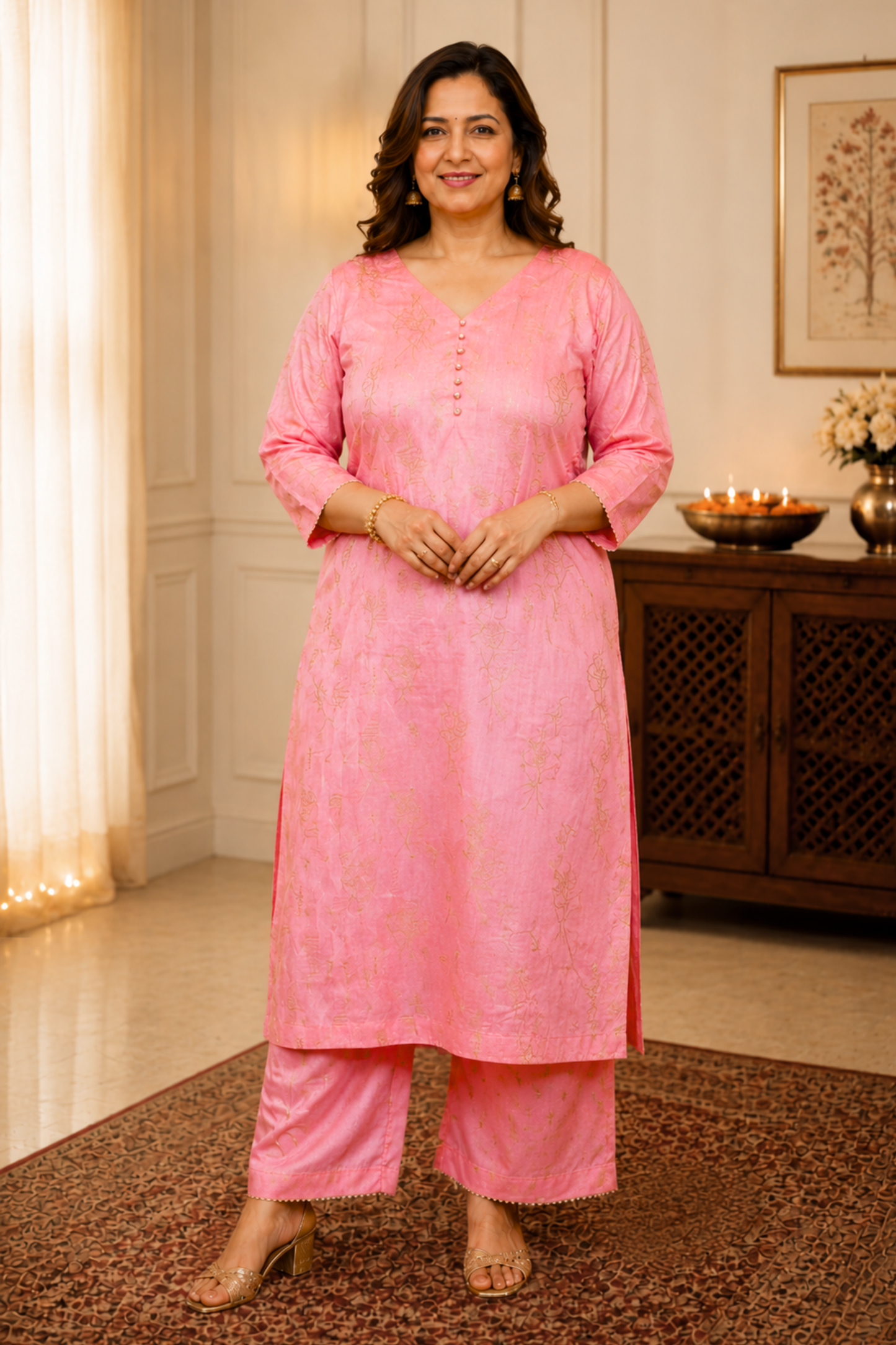 Peach A-Line Co-ord Suit Set