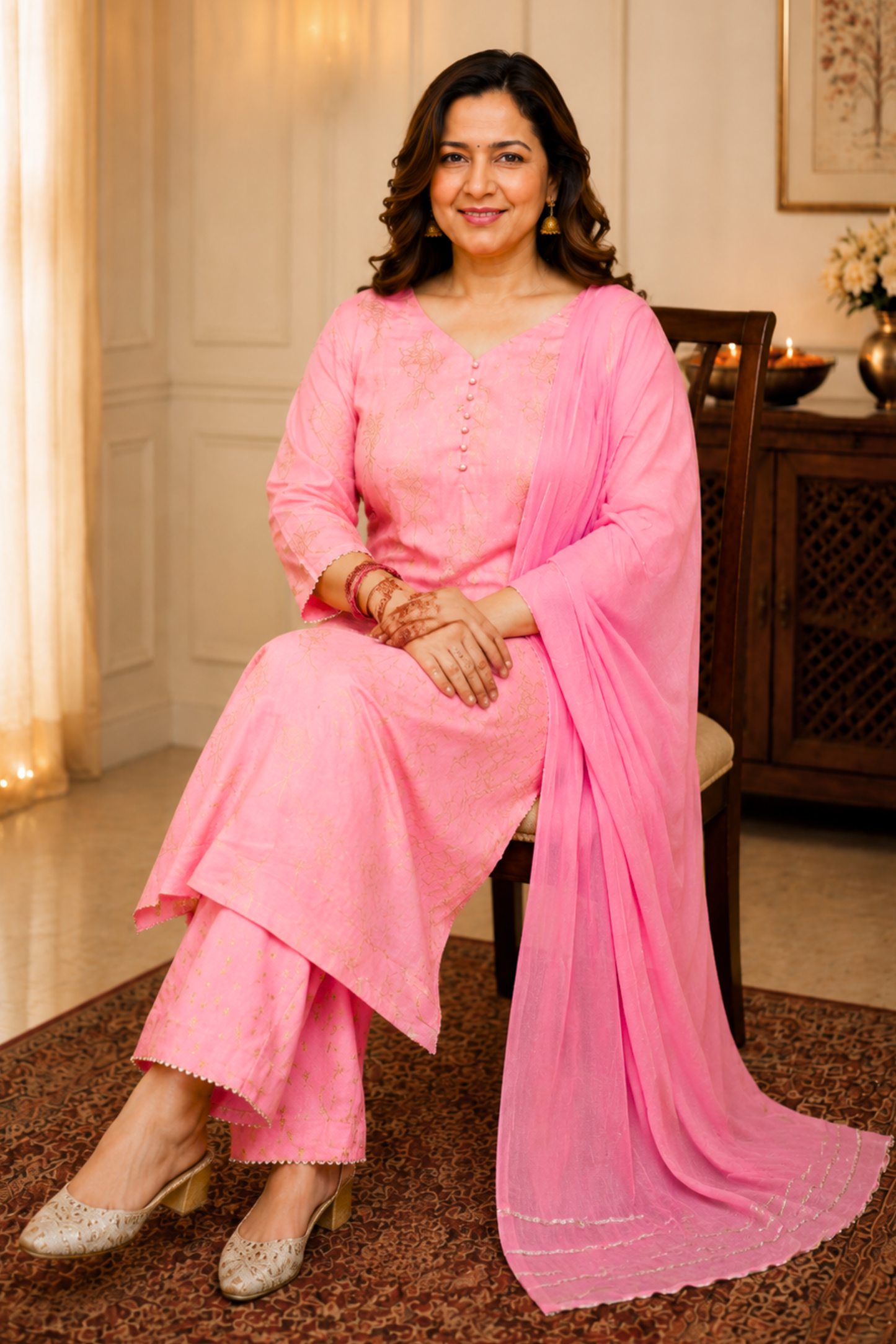 Peach A-Line Co-ord Suit Set