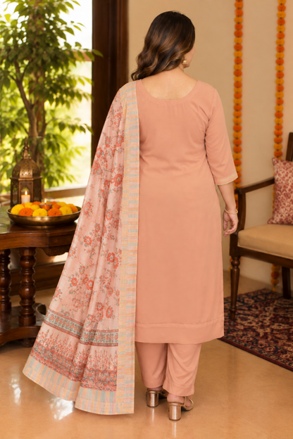 Peach Sequin Georgette Suit Set