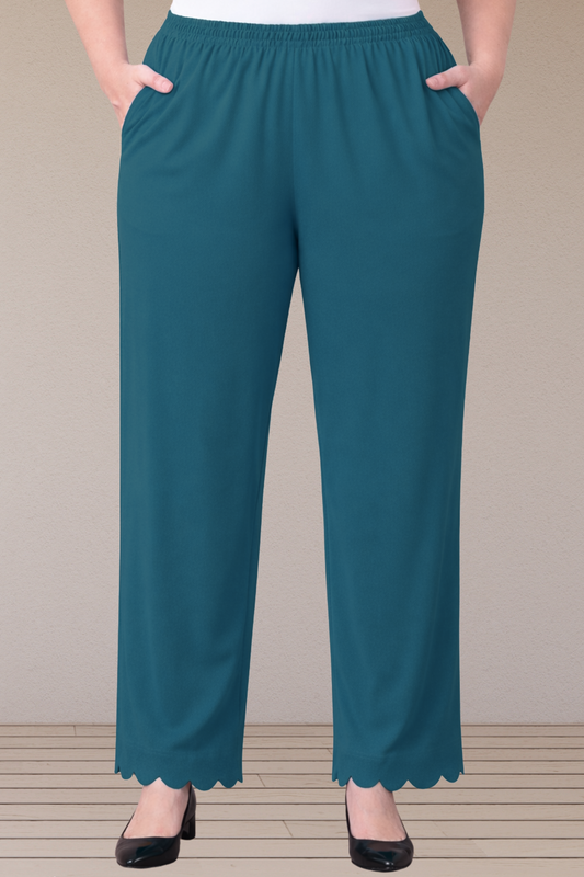 Peacock Blue Scallop Cut Palazzo