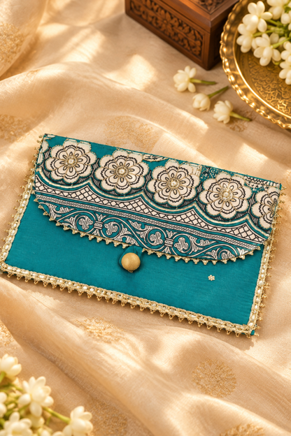 Peacock Elegance Handcrafted Shagun Envelope