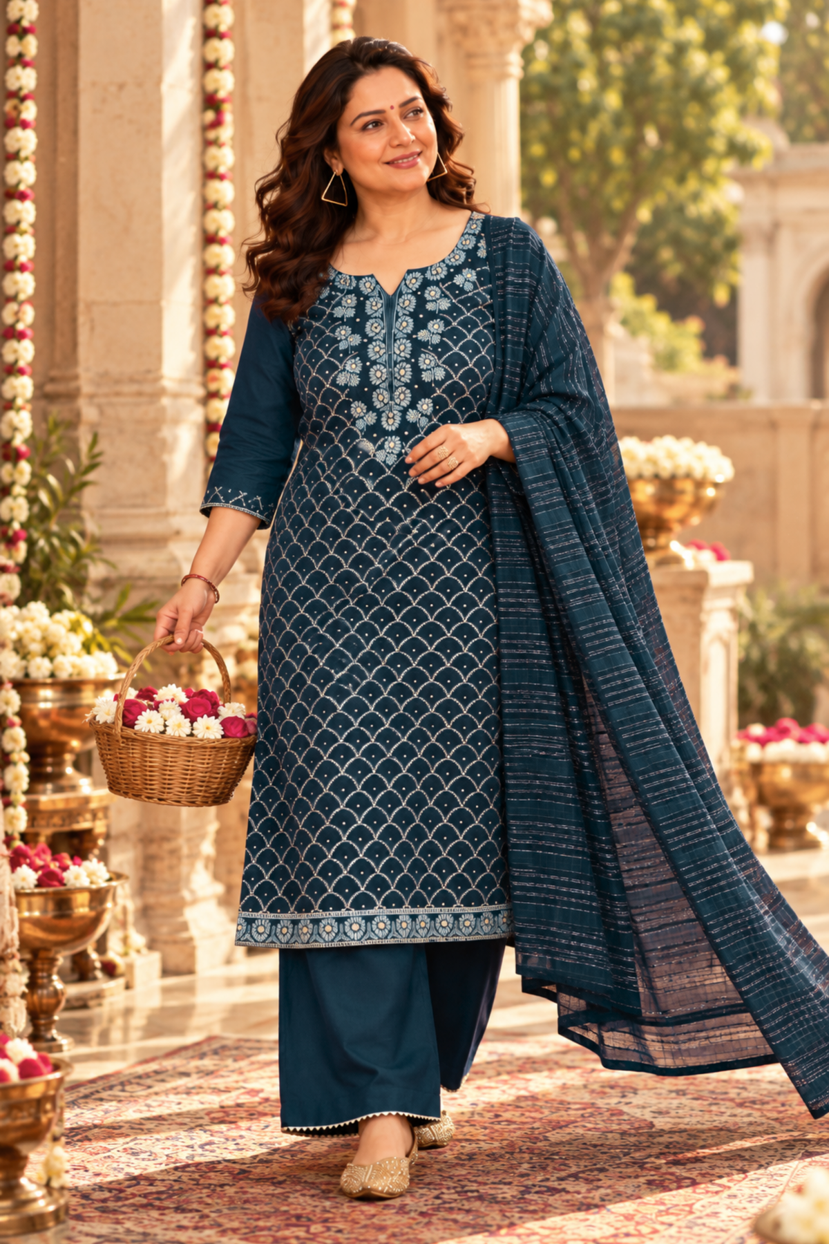 Peacock Organza Suit Set