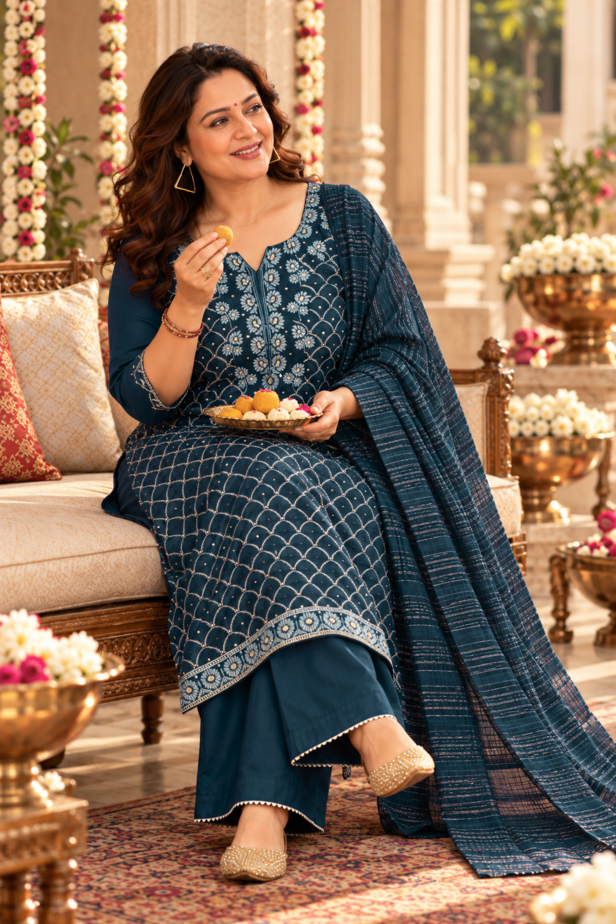 Peacock Organza Suit Set