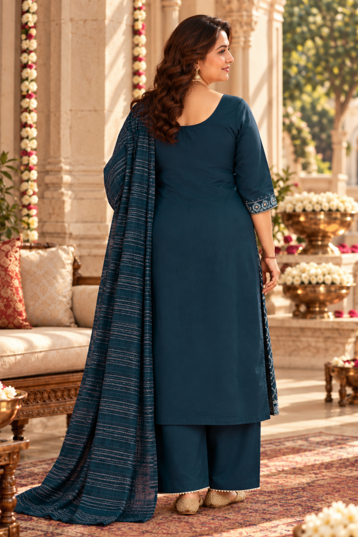 Peacock Organza Suit Set
