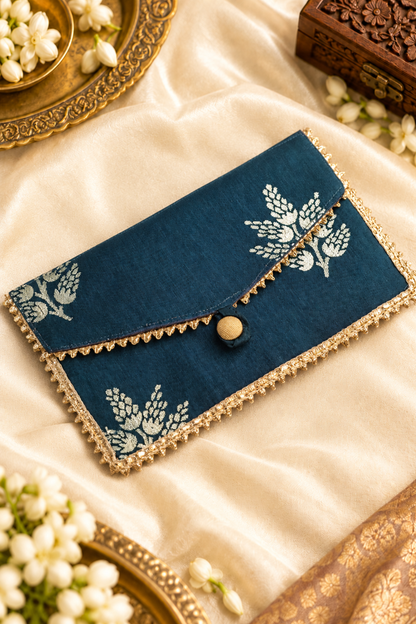 Peacock Teal Handcrafted Shagun Envelope