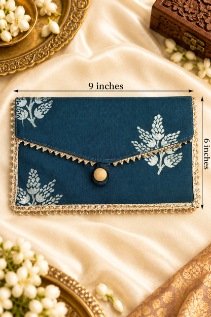 Peacock Teal Handcrafted Shagun Envelope