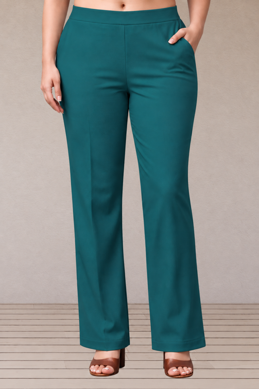 Peacock Green Lycra Slub Pants