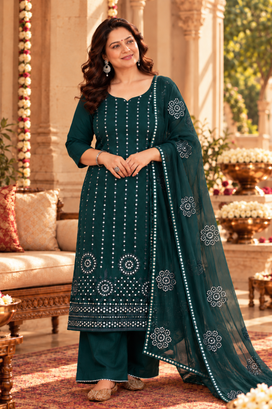 Peacock Green Mirrored Suit Set