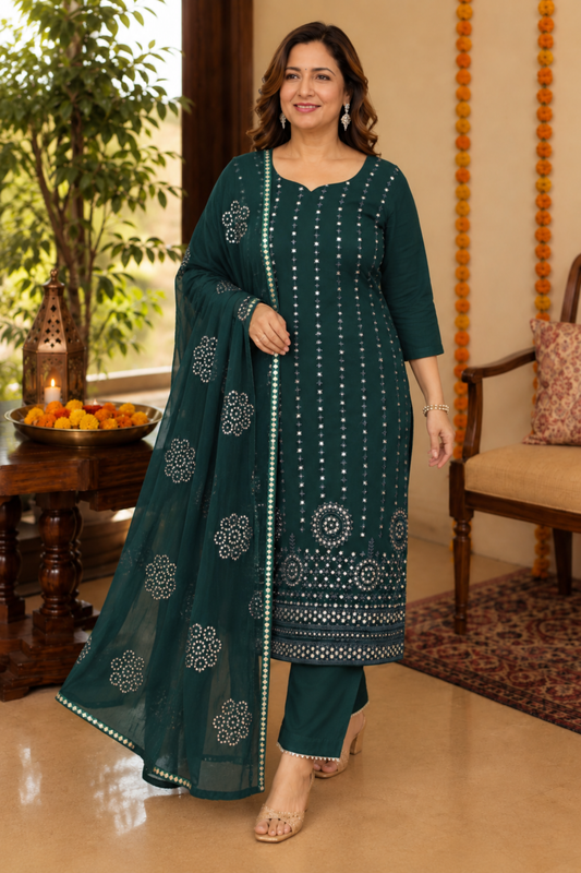Peacock Green Mirrored Suit Set