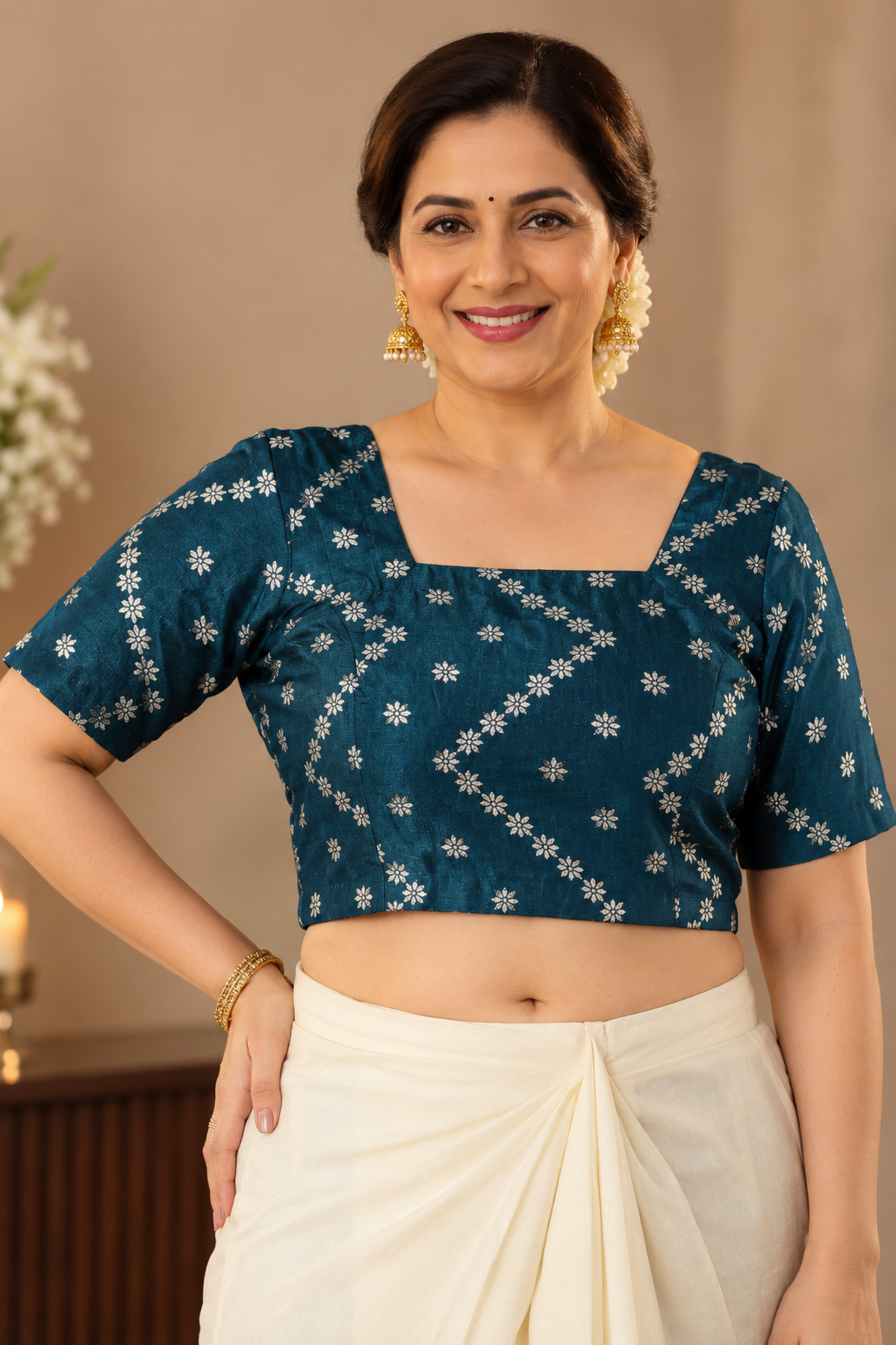 Peacock Green Silk Blouse