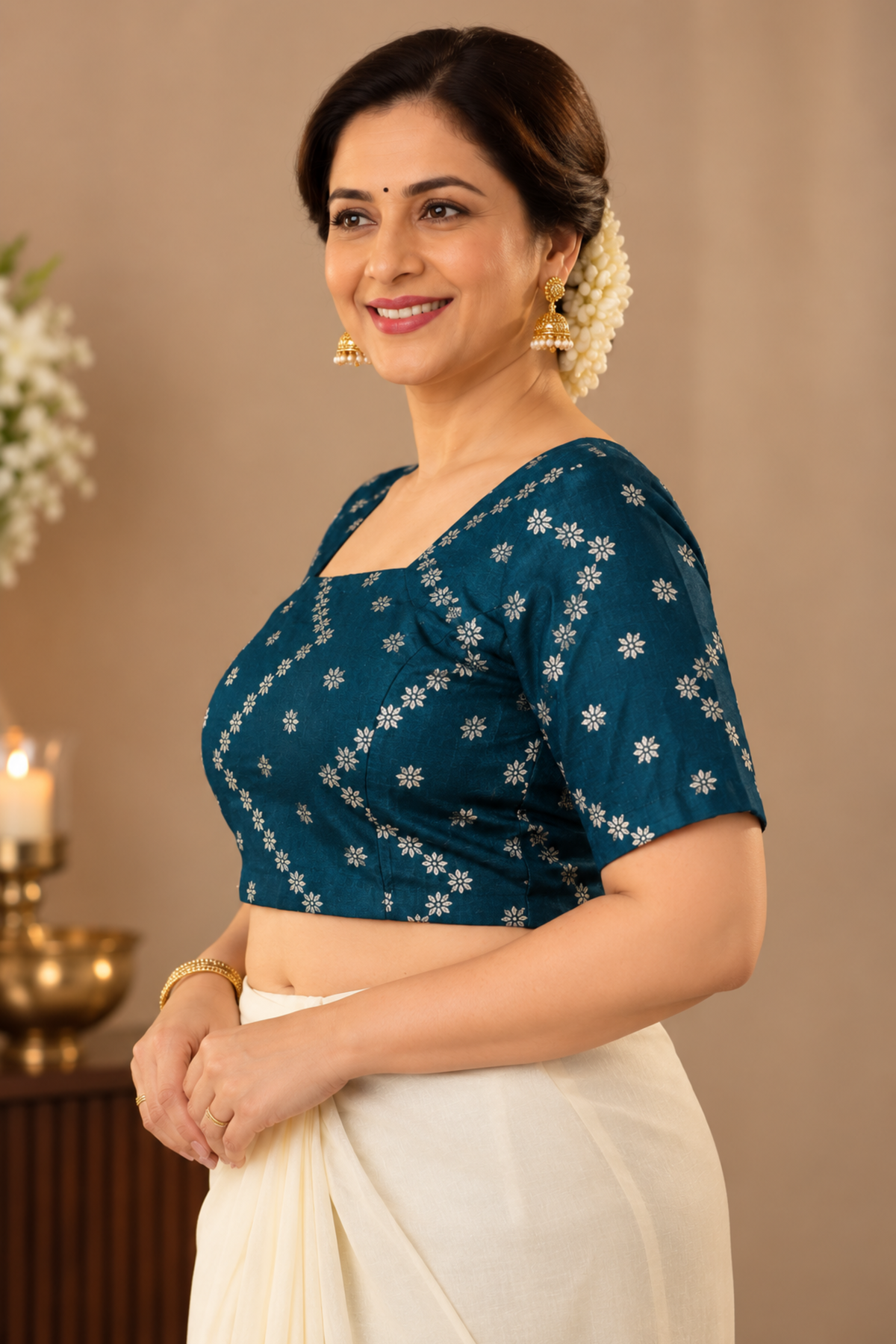Peacock Green Silk Blouse