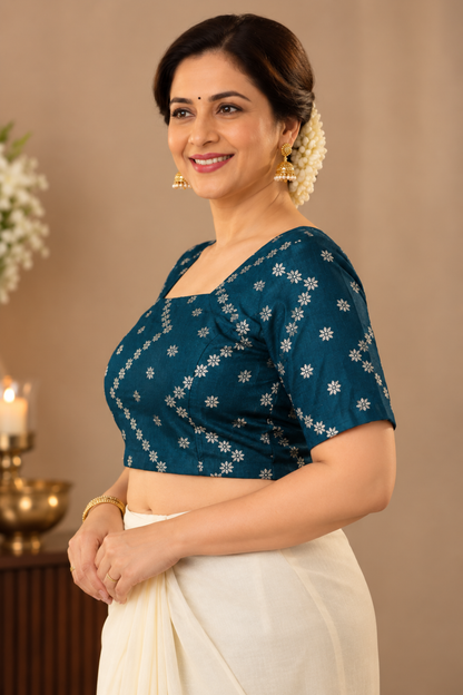 Peacock Green Silk Blouse