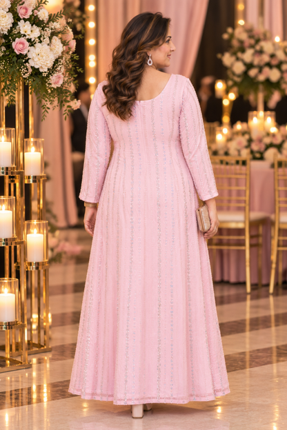 Pearl Pink Embellished Evening Dress