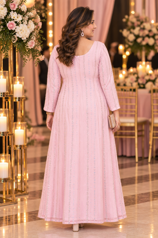 Pearl Pink Embellished Evening Dress