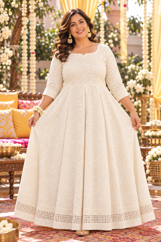 Pearl Radiance Sequined Fancy Dress