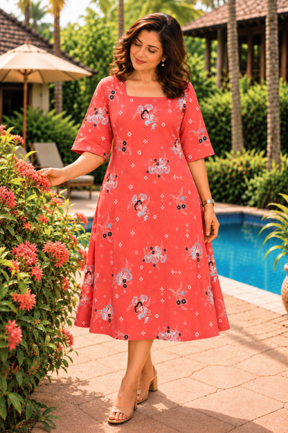 Petal Poetry Printed Dress With Pockets