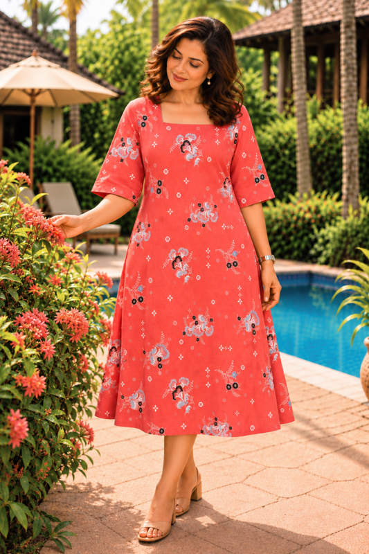 Petal Poetry Printed Dress With Pockets