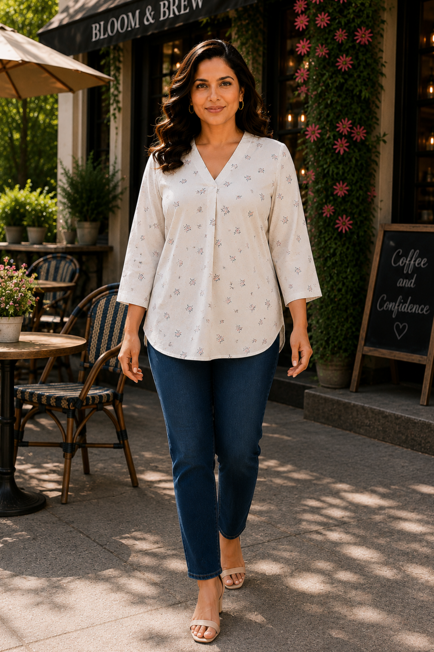 Petal Whisper Pleated Floral Top