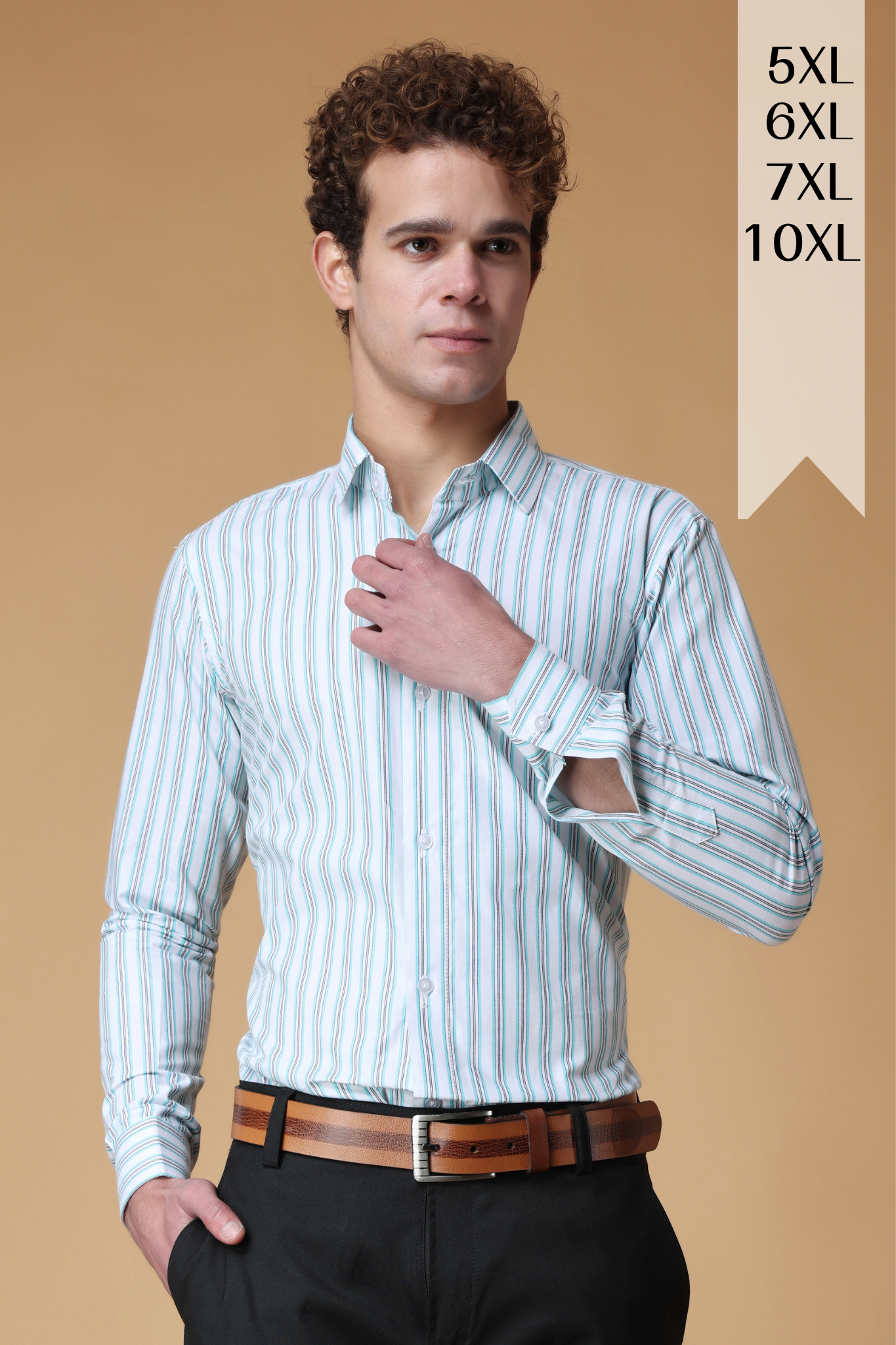 Buy Plus Size ​Eternal Sky Striped Shirt At Apella | Sizes XS to 10 XL | India | Free Delivery | Customized