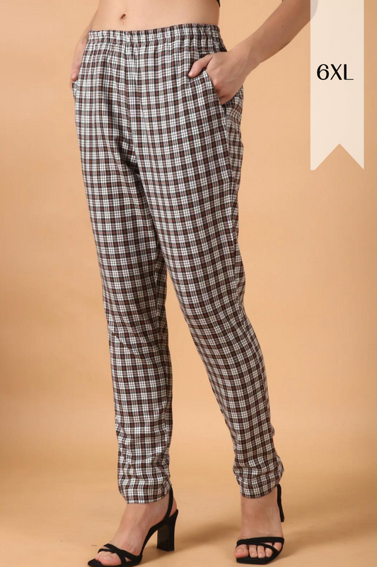 Buy Plus Size ​Brown Grid Woollen Pajama At Apella | Sizes XS to 10 XL | India | Free Delivery | Customized