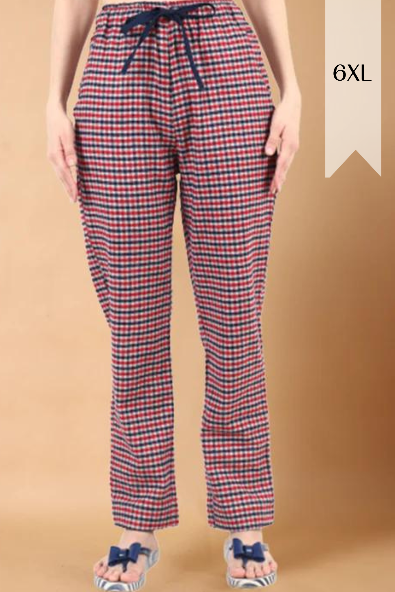 Buy Plus Size ​Red Checked Woollen Pajama At Apella | Sizes XS to 10 XL | India | Free Delivery | Customized