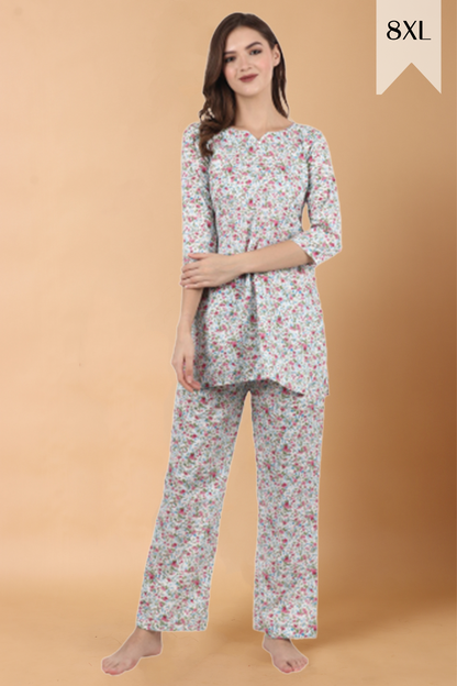 Oyster Floral Night Suit