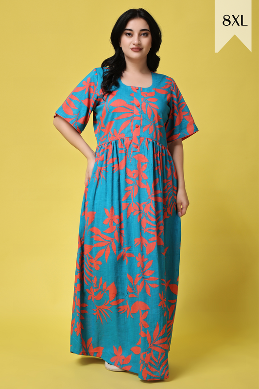 Leafy Vibrance Cotton Night Gown