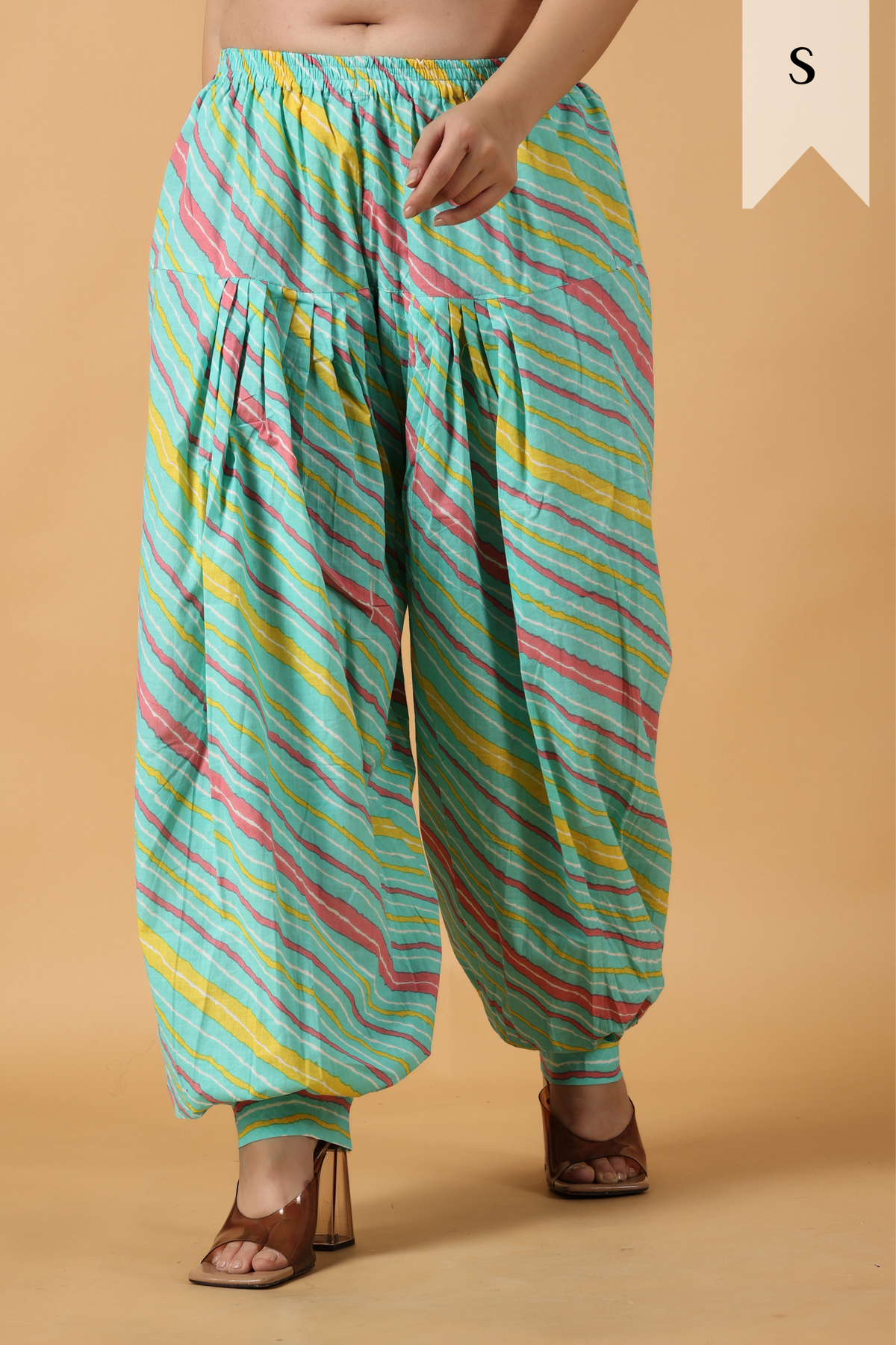 Buy Plus Size ​Ice Green Lehriya Afghani Salwar At Apella | Sizes XS to 10 XL | India | Free Delivery | Customized