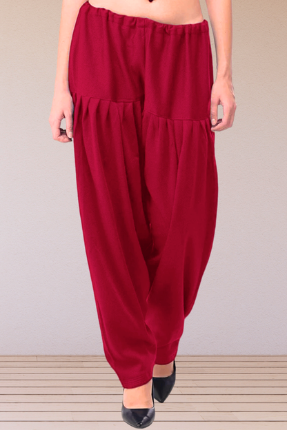 Rose Red Woollen Cashmilon Salwar