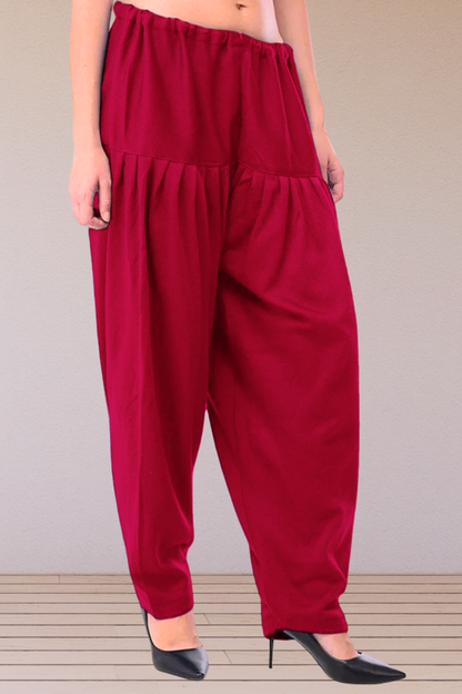 Rose Red Woollen Cashmilon Salwar