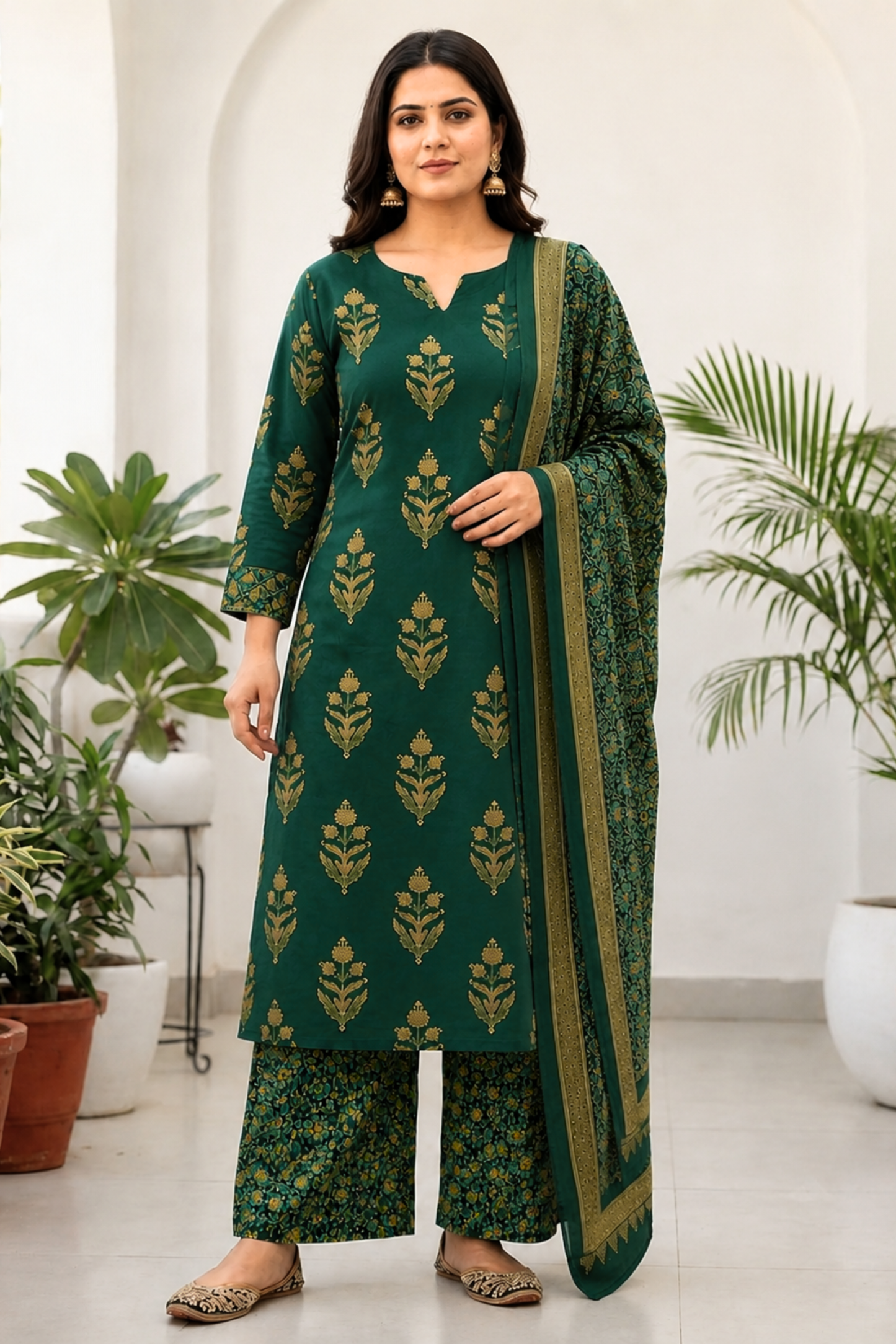 Forest Muse Block Printed Cotton Suit