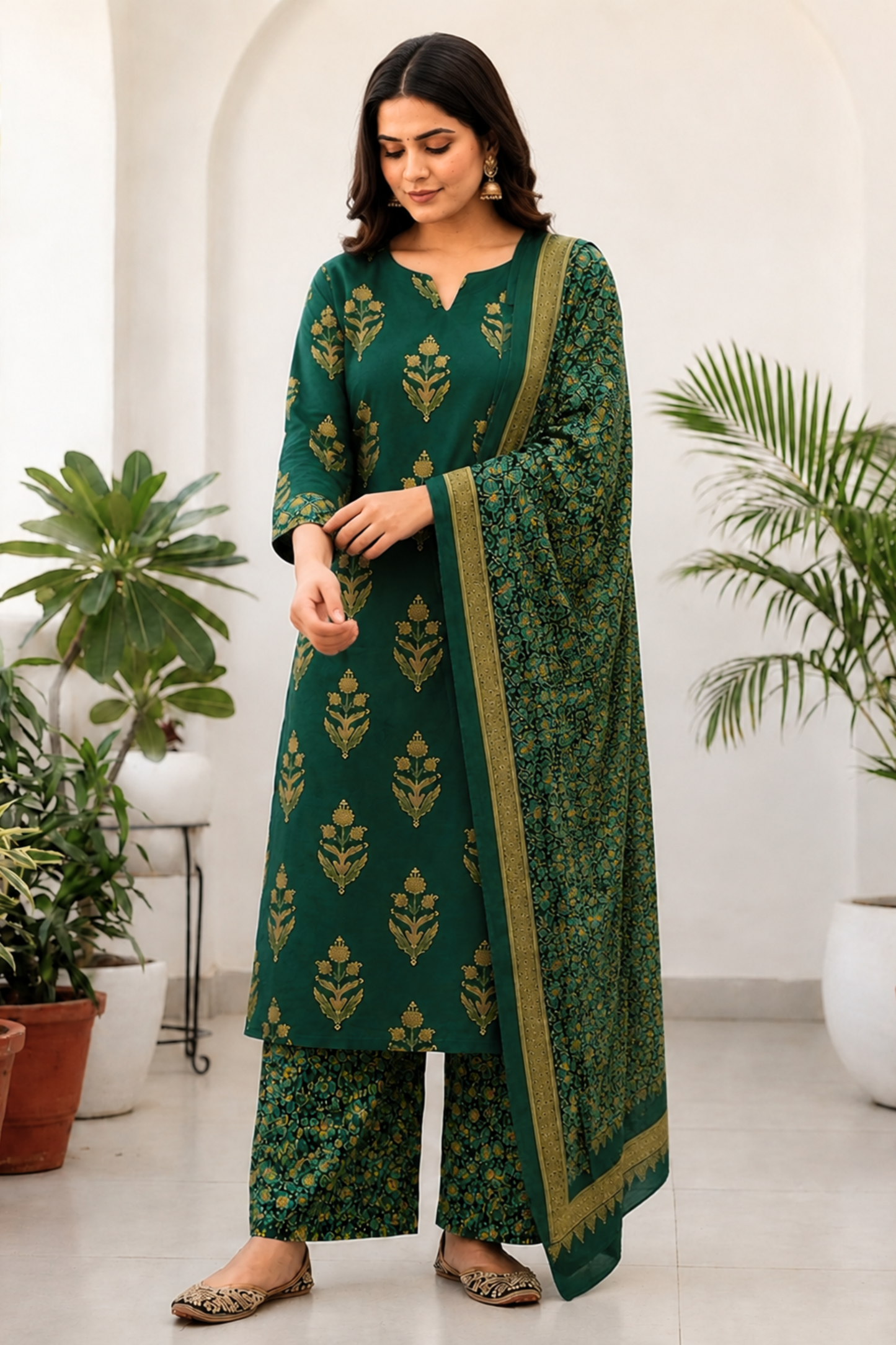 Forest Muse Block Printed Cotton Suit