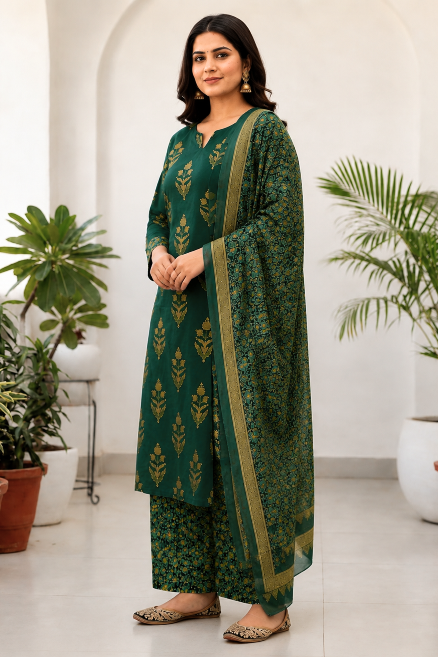 Forest Muse Block Printed Cotton Suit