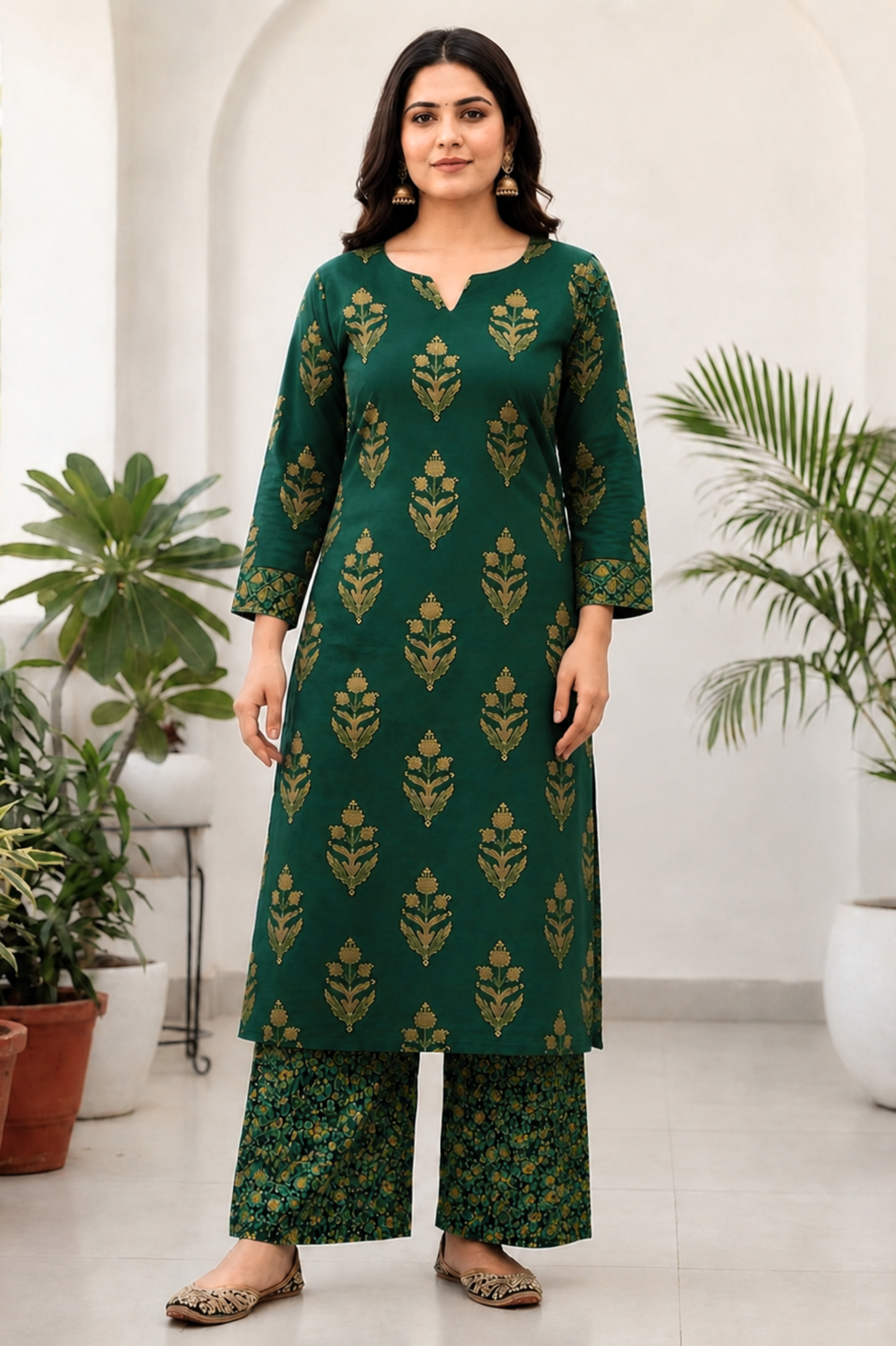 Forest Muse Block Printed Cotton Suit