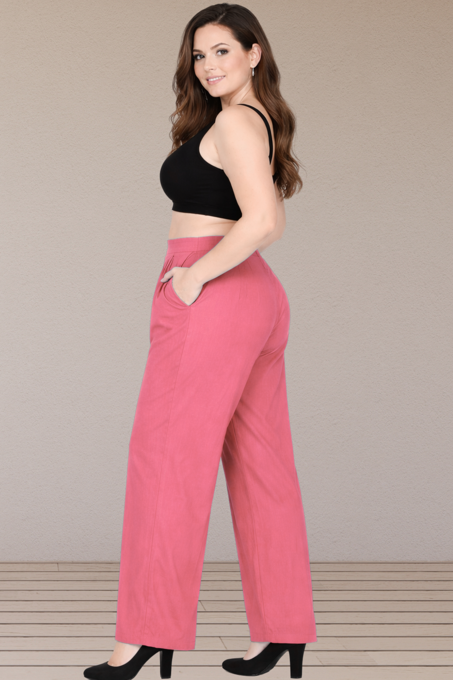 Pink Belted Cotton Palazzo