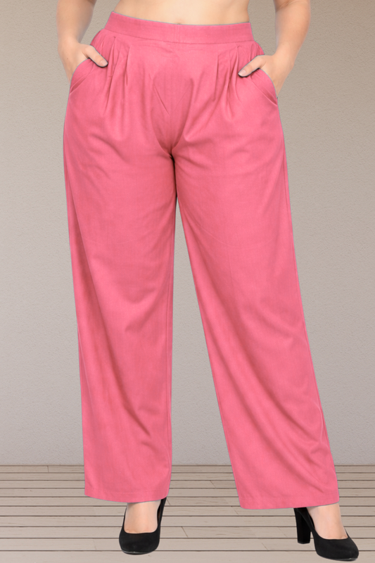 Pink Belted Cotton Palazzo