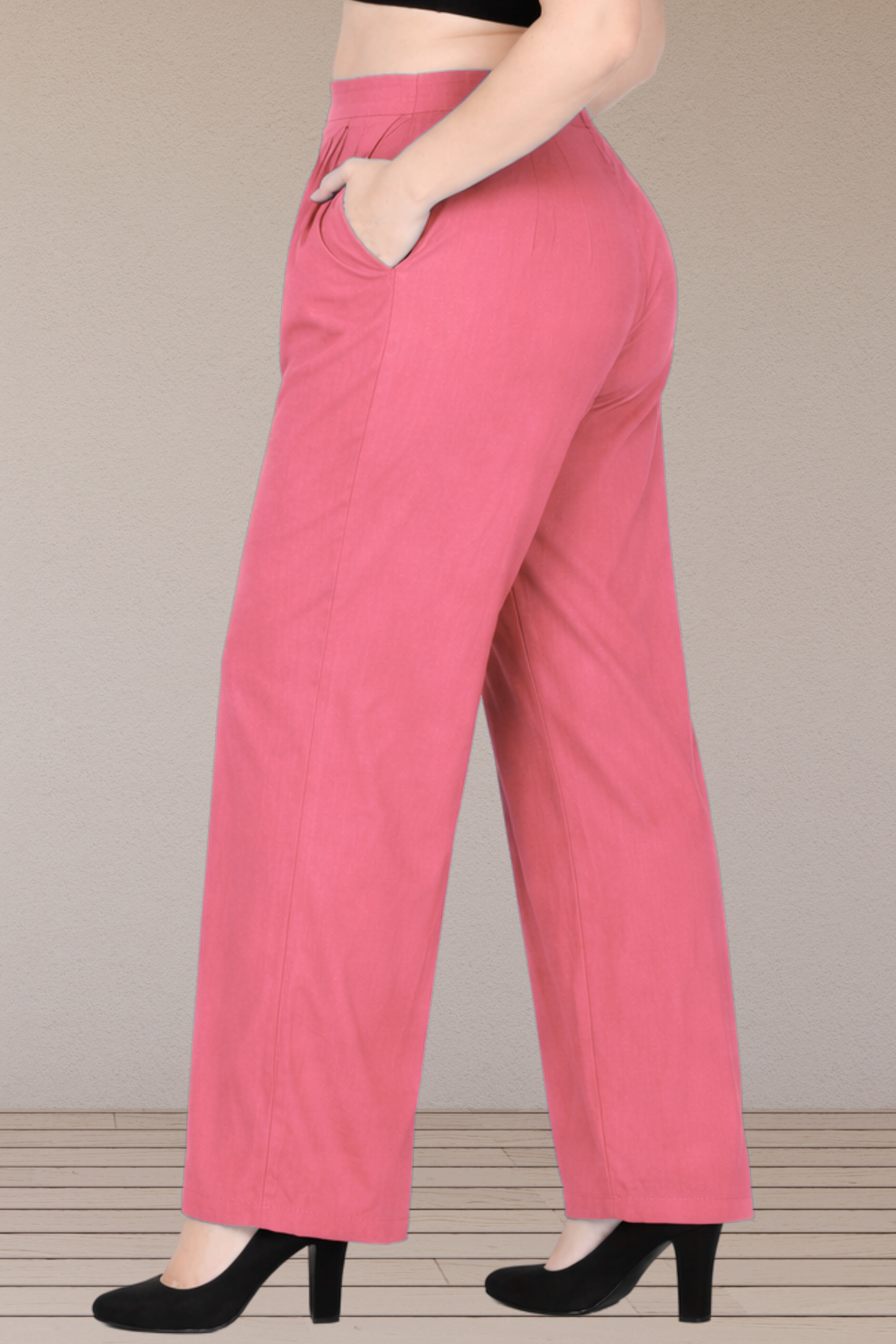 Pink Belted Cotton Palazzo