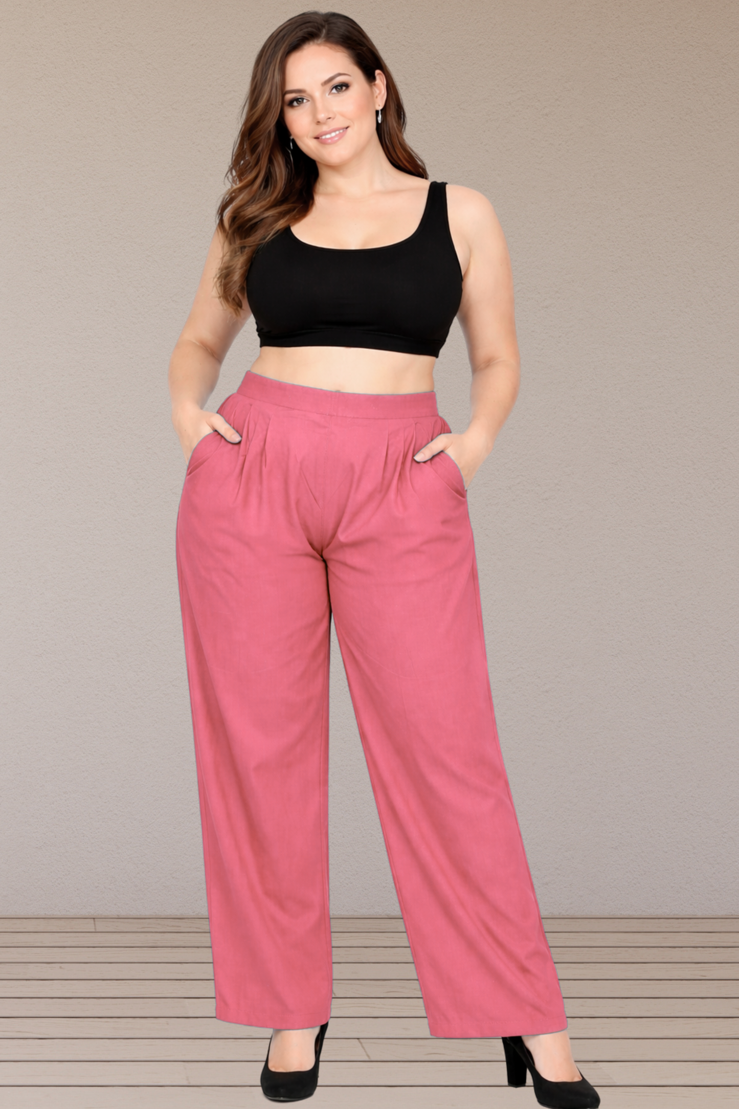 Pink Belted Cotton Palazzo