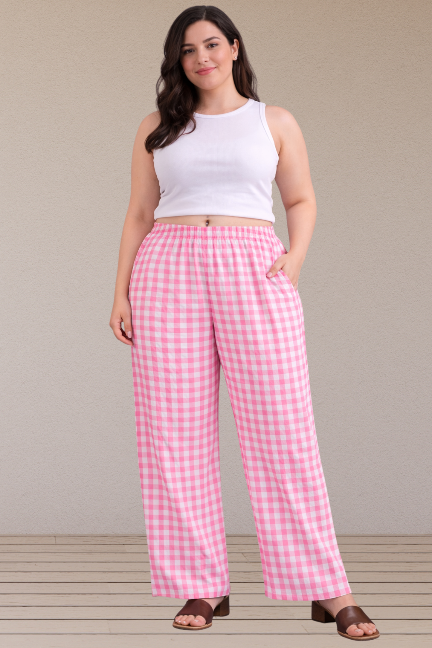 Pink Checked Cotton Pajama Pant