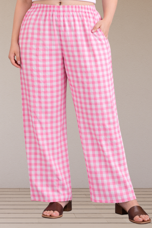 Pink Checked Cotton Pajama Pant