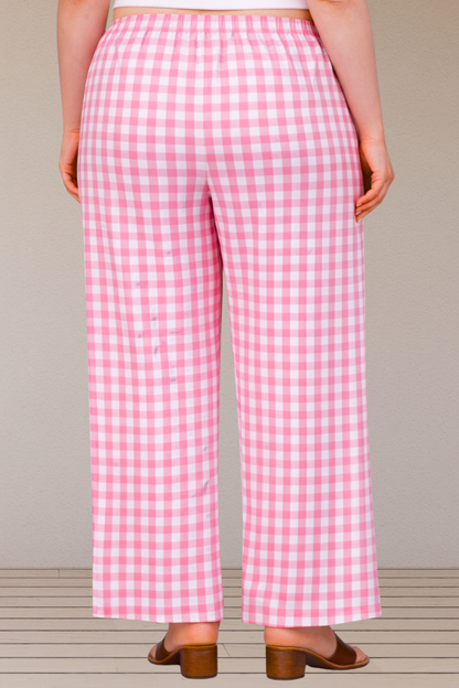 Pink Checked Cotton Pajama Pant