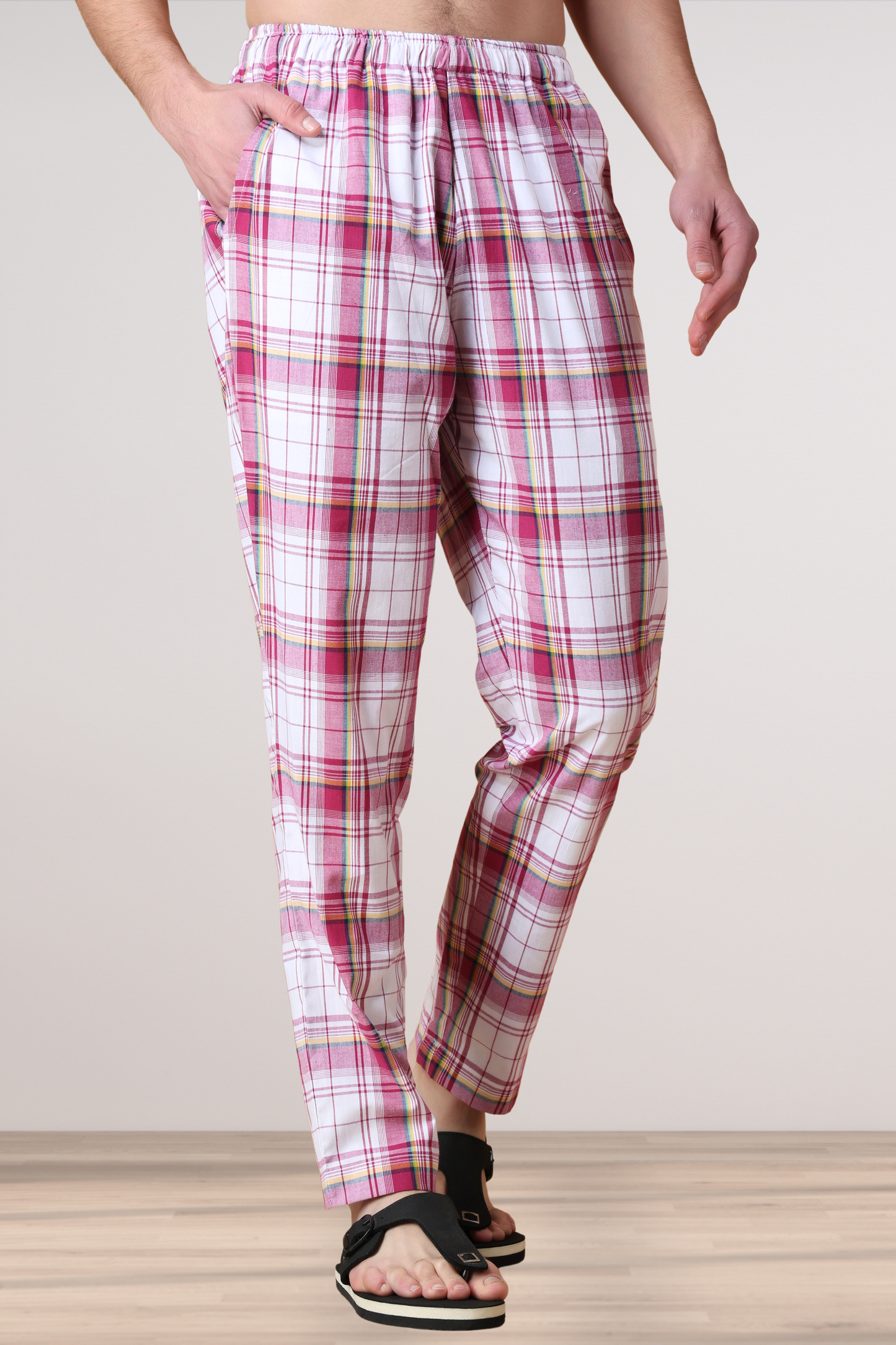 Pink Checked Cotton Pant Pajama