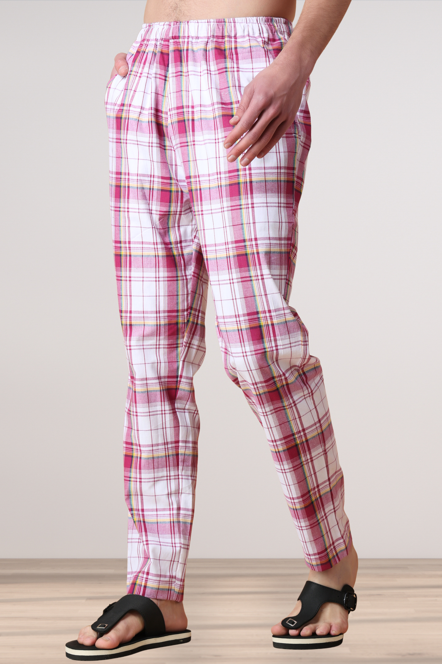 Pink Checked Cotton Pant Pajama