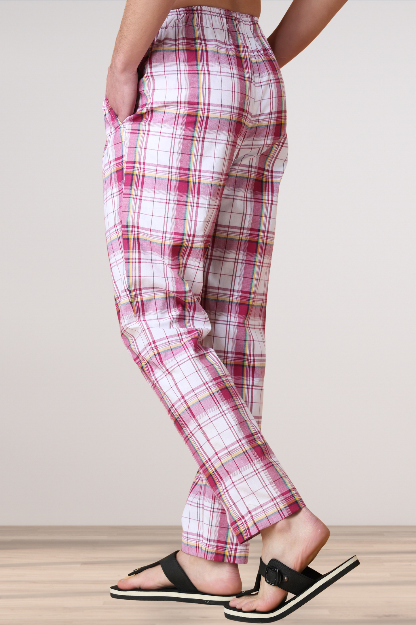 Pink Checked Cotton Pant Pajama