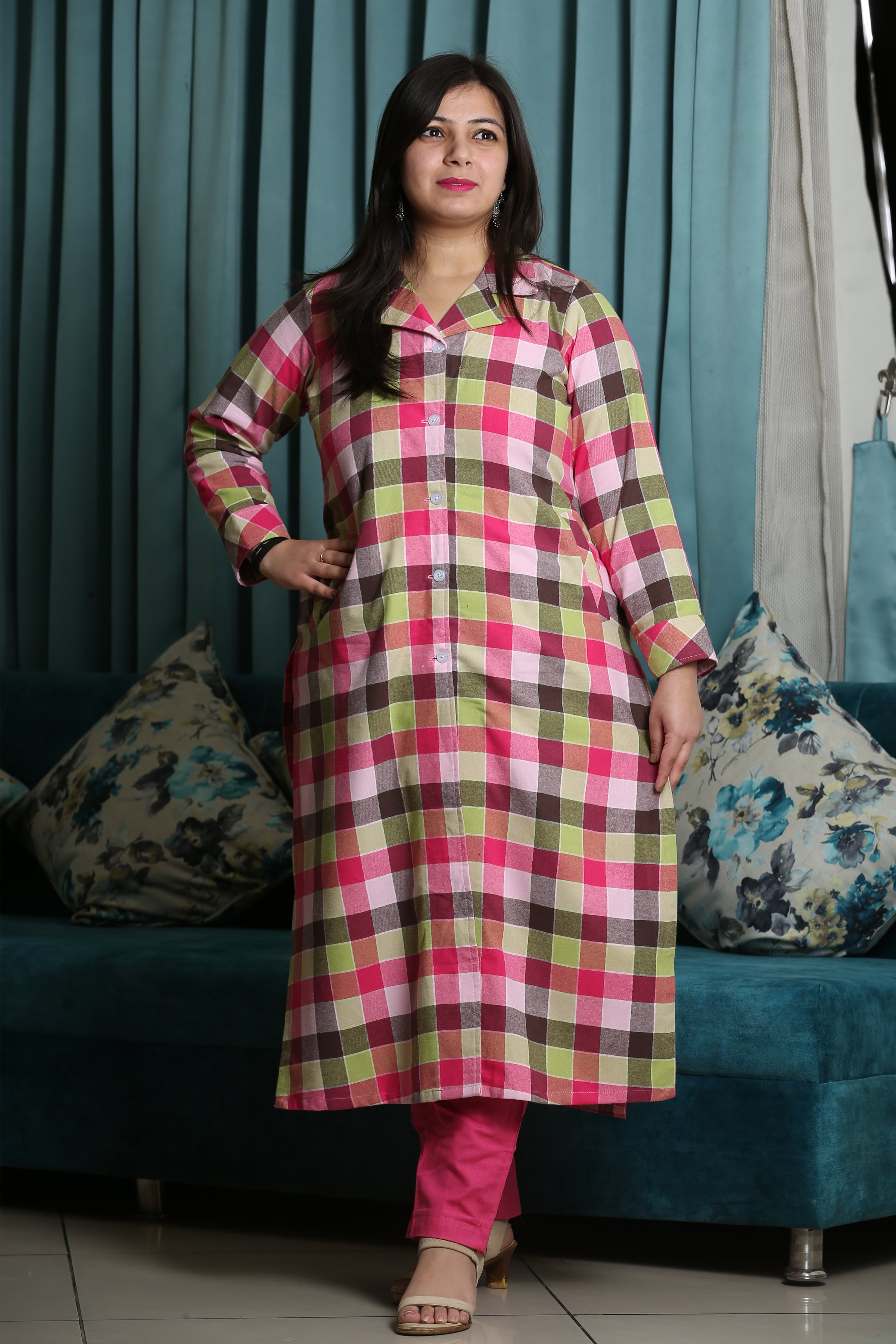Neeru's 4305AMB1313 Check Straight Kurti (Blue) in Warangal at best price  by NJ Trends - Justdial