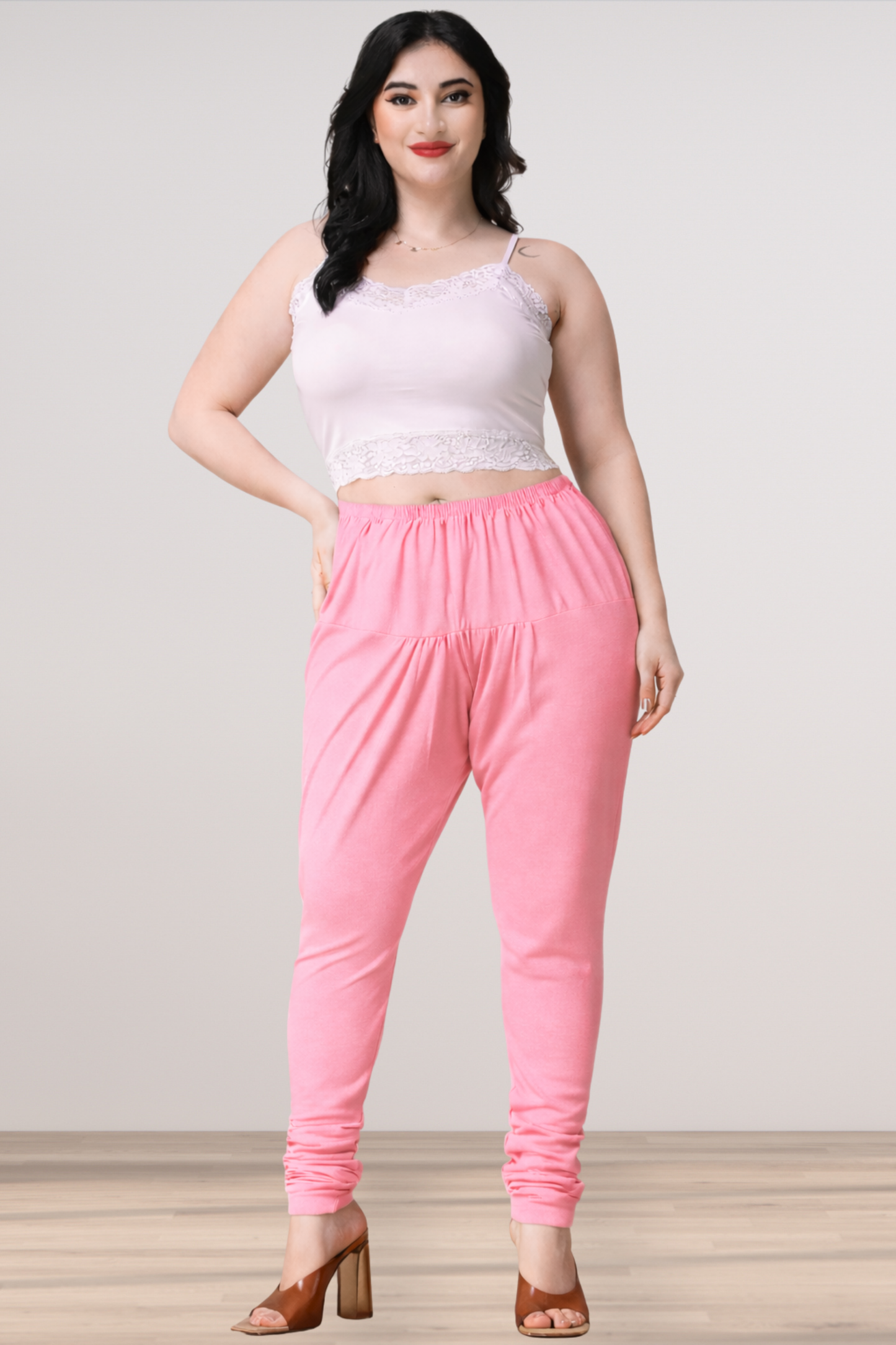 Pink Cotton Churidar Pants
