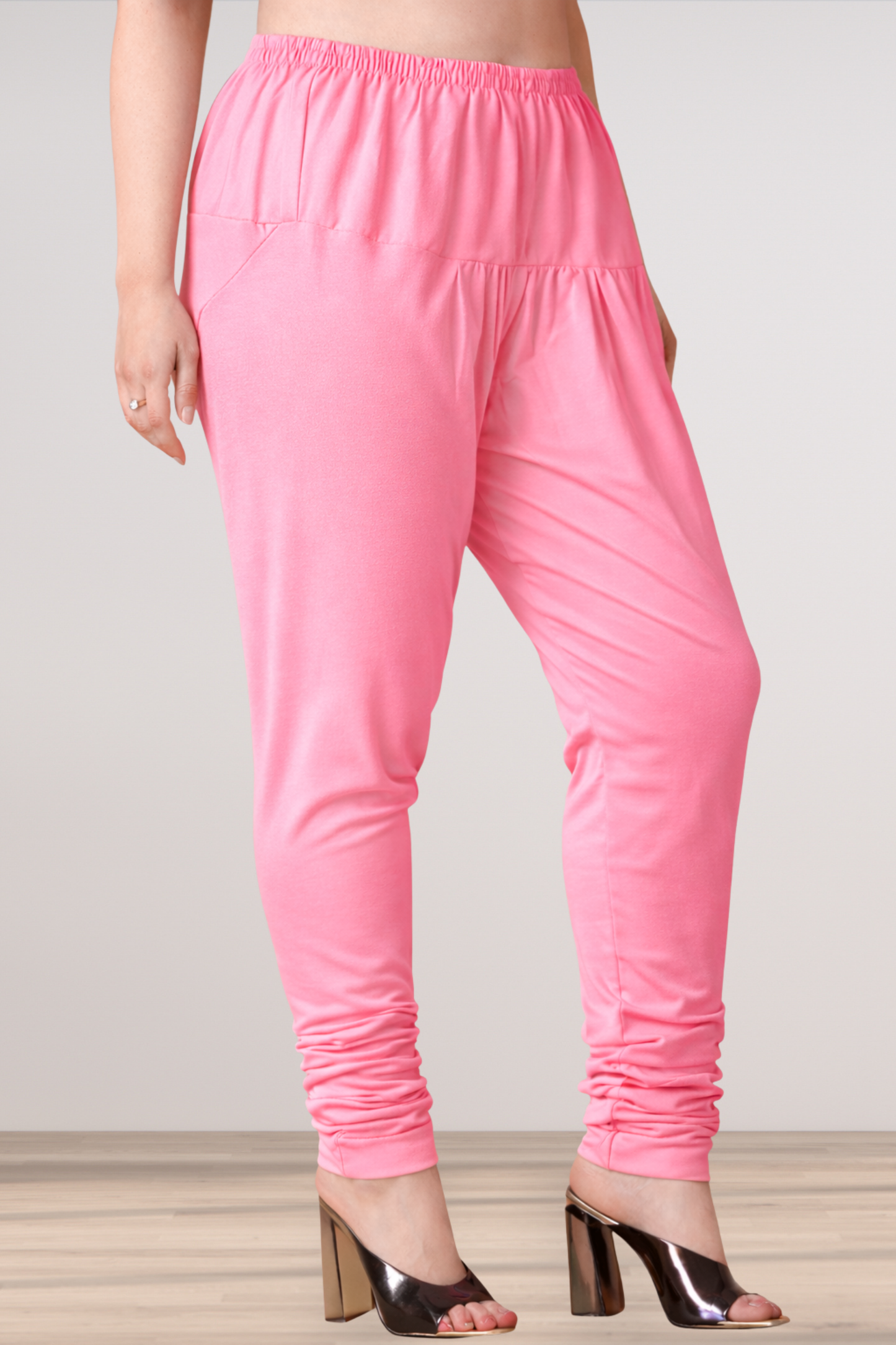 Pink Cotton Churidar Pants