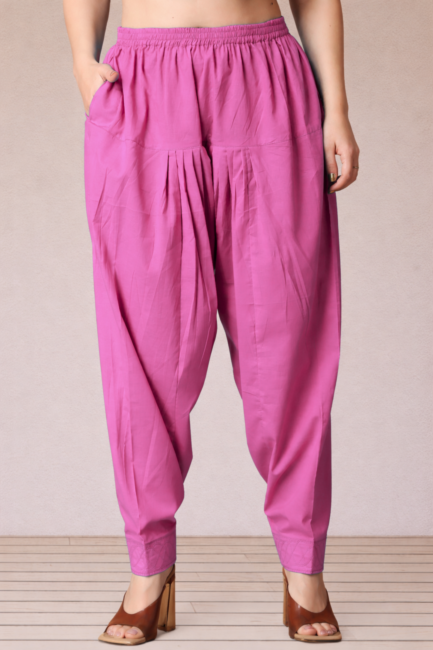 Pink Cotton Straight Salwar