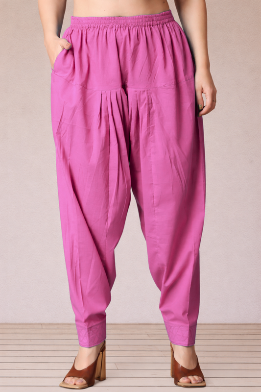Pink Cotton Straight Salwar